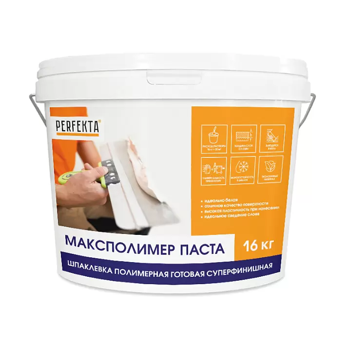 Шпаклевка полимерная готовая суперфинишная Perfekta Максполимер Паста, 16 кг в "Строй-Ресурсе" Шпаклевка полимерная готовая суперфинишная Perfekta Максполимер Паста, 16 кг купить в "Строй-Ресурсе"
