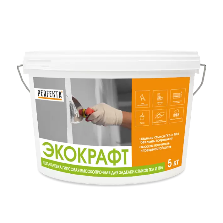 Шпаклевка гипсовая универсальная высокопрочная для заделки стыков Perfekta ГКЛ и ГВЛ Экокрафт, 5 кг в "Строй-Ресурсе" Шпаклевка гипсовая универсальная высокопрочная для заделки стыков Perfekta ГКЛ и ГВЛ Экокрафт, 5 кг купить в "Строй-Ресурсе"