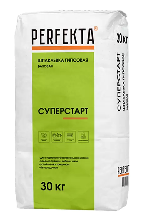 Шпаклевка гипсовая базовая Perfekta Суперстарт, 30 кг в "Строй-Ресурсе" Шпаклевка гипсовая базовая Perfekta Суперстарт, 30 кг купить в "Строй-Ресурсе"