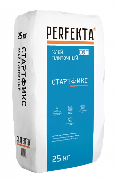 Клей плиточный без верт. сполз. Perfekta Стартфикс C0 T, 25 кг в "Строй-Ресурсе" Клей плиточный без верт. сполз. Perfekta Стартфикс C0 T, 25 кг купить в "Строй-Ресурсе"