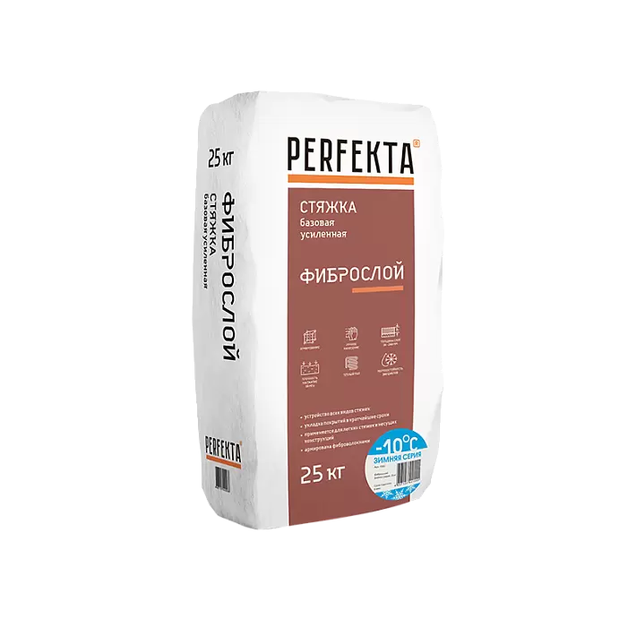 Стяжка пола Perfekta толстослойная Фиброслой Зимняя, 25 кг в "Строй-Ресурсе" Стяжка пола Perfekta толстослойная Фиброслой Зимняя, 25 кг купить в "Строй-Ресурсе"